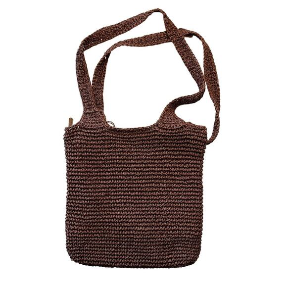Unlisted by Kenneth Cole Raffia Crochet Woven Brown Shoulder Bag Purse - Picture 1 of 8